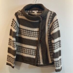 LUCY & LAUREL Sz M for Anthropologie Lambswool Blend Crossover Closure Cardigan